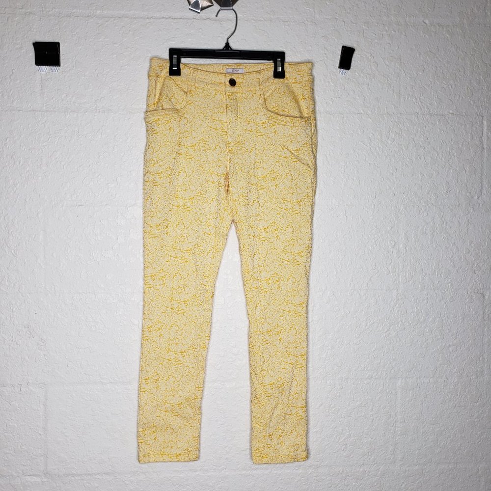 ERIC Yellow Vein Marbled Stretch Jeans SZ 6